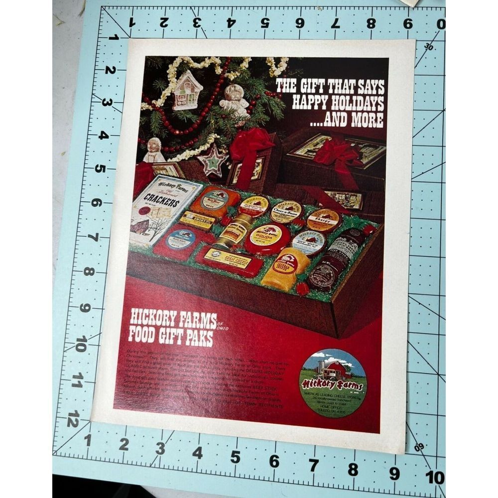 Vintage Rare 1974 Hickory Farms Original Magazine Print Ad Christmas Food